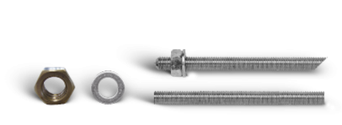 BF barre filettate Bossong con dado e rondella, taglio a 45 e 90° BF barre filettate Bossong con dado e rondella, taglio a 45 e 90°